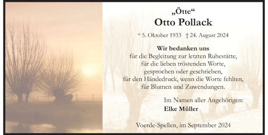 Traueranzeige von Otto Pollack von Rheinische Post