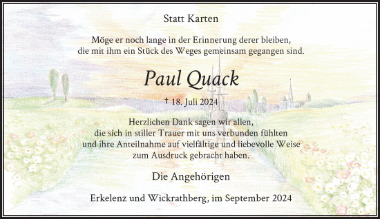 Traueranzeige von Paul Quack von Rheinische Post