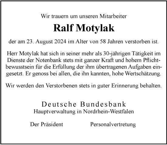 Traueranzeige von Ralf Motylak von Rheinische Post