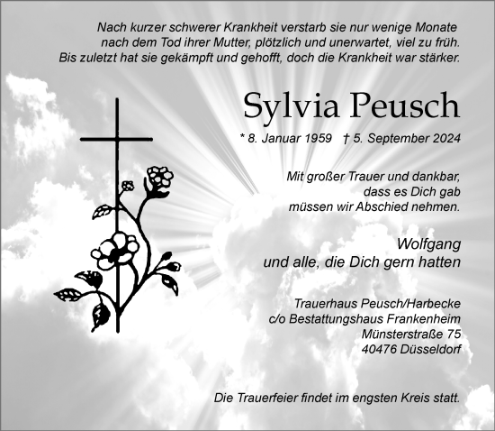 Traueranzeige von Sylvia Peusch von Rheinische Post