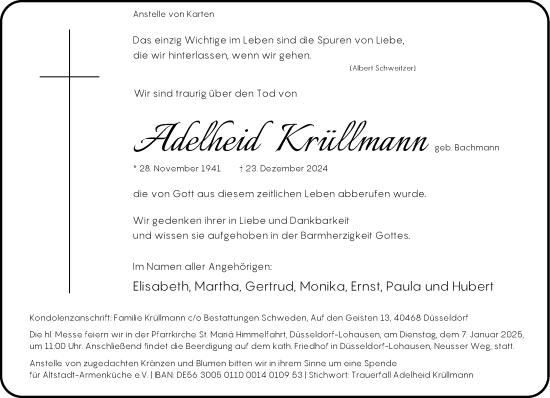 Traueranzeige von Adelheid Krüllmann von Rheinische Post