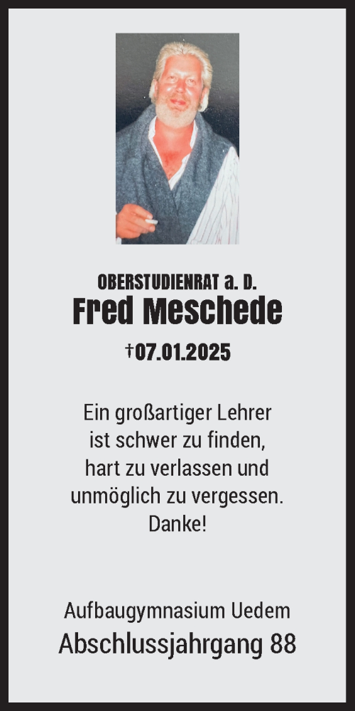 Todesanzeige von Fred Meschede von Rheinische Post