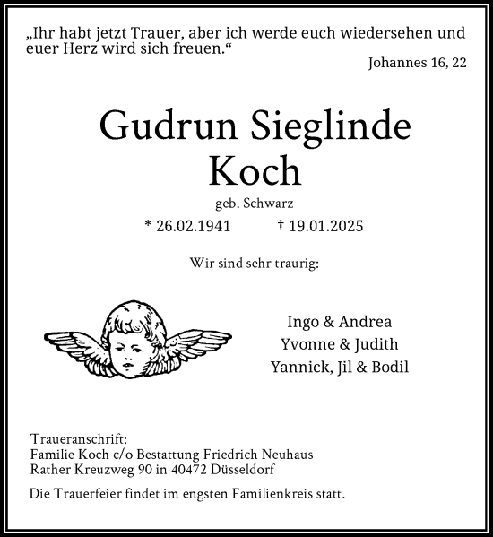 Traueranzeige von Gudrun Sieglinde Koch von Rheinische Post