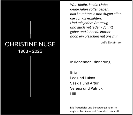 Traueranzeige von Christine Nüse von Rheinische Post