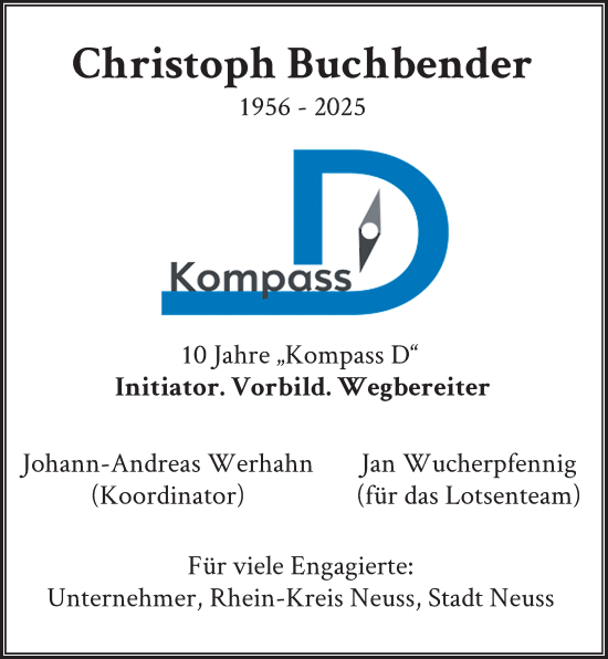 Traueranzeige von Christoph Buchbender von Rheinische Post