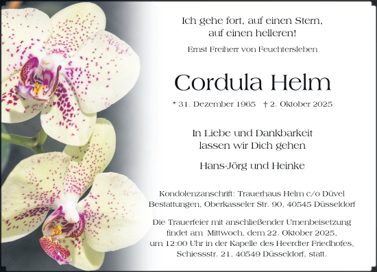 Traueranzeige von Cordula Helm von Rheinische Post
