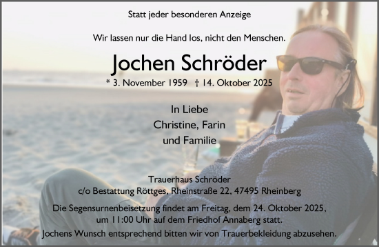 Traueranzeige von Jochen Schröder von Rheinische Post