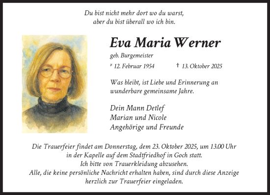 Traueranzeige von Eva Maria Werner von Rheinische Post