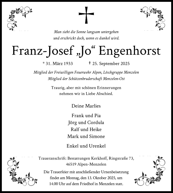 Traueranzeige von Franz-Josef Engenhorst von Rheinische Post