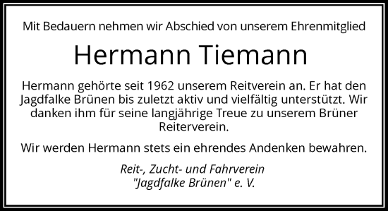 Traueranzeige von Hermann Tiemann von Rheinische Post