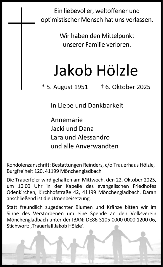 Traueranzeige von Jakob Hölzle von Rheinische Post