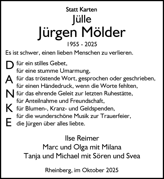 Traueranzeige von Jürgen Mölder von Rheinische Post