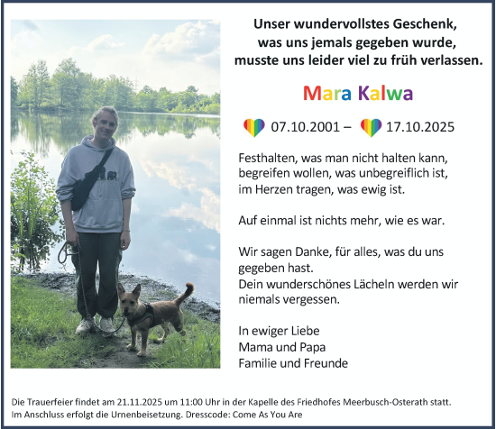 Traueranzeige von Mara Kalwa von Rheinische Post