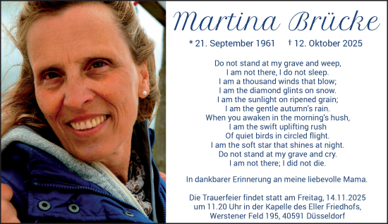 Traueranzeige von Martina Brücke von Rheinische Post