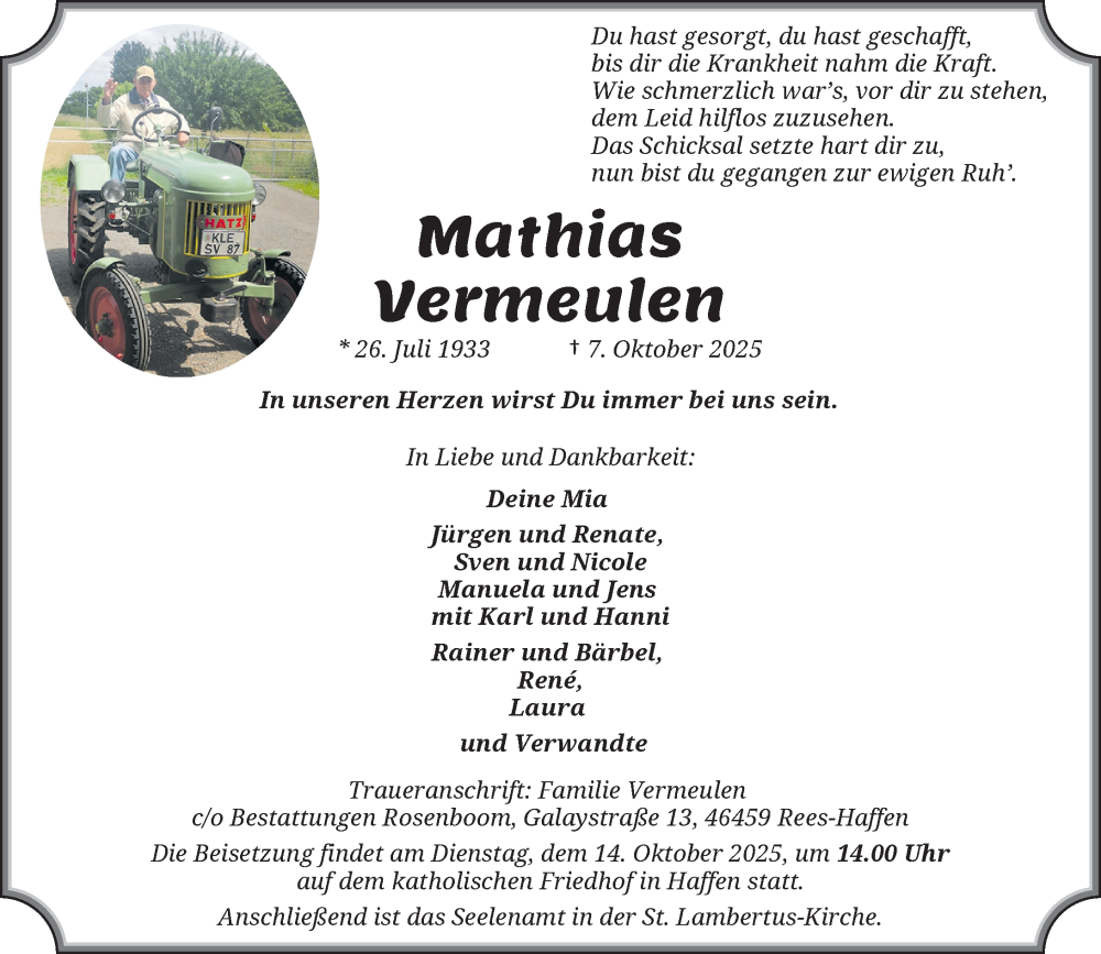  Traueranzeige für Mathias Vermeulen vom 10.10.2025 aus Rheinische Post