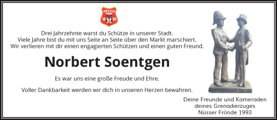 Traueranzeige von Norbert Soentgen von Rheinische Post