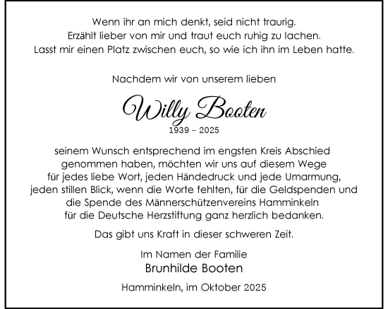 Traueranzeige von Willy Baaten von Rheinische Post