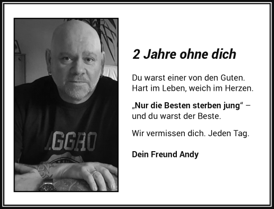 Traueranzeige von 2 Jahre ohne dich  von Rheinische Post