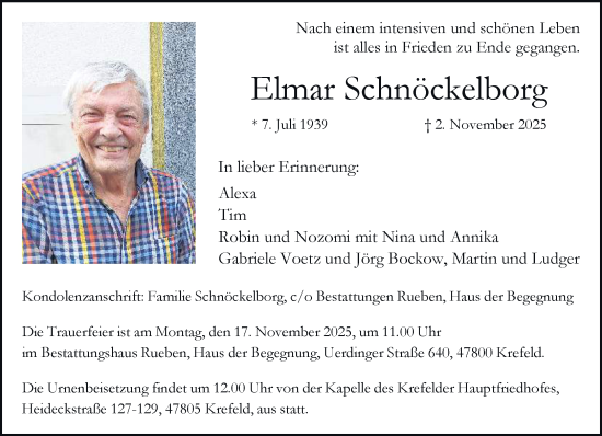 Traueranzeige von Elmar Schnöckelborg von Rheinische Post
