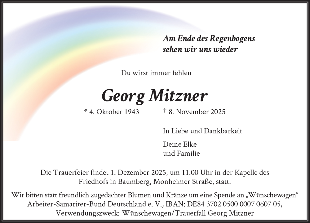  Traueranzeige für Georg Mitzner vom 22.11.2025 aus Rheinische Post