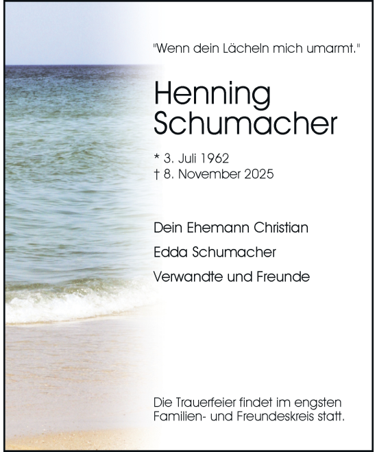 Traueranzeige von Henning Schumacher von Rheinische Post