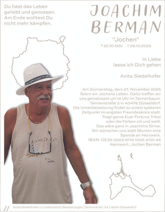 Traueranzeige von Joachim Berman von Rheinische Post