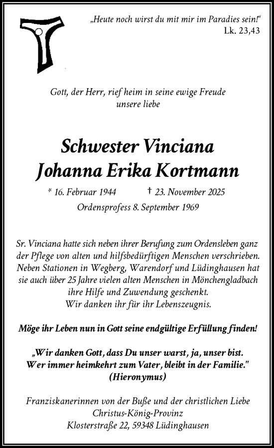 Traueranzeige von Johanna Erika Kortmann von Rheinische Post