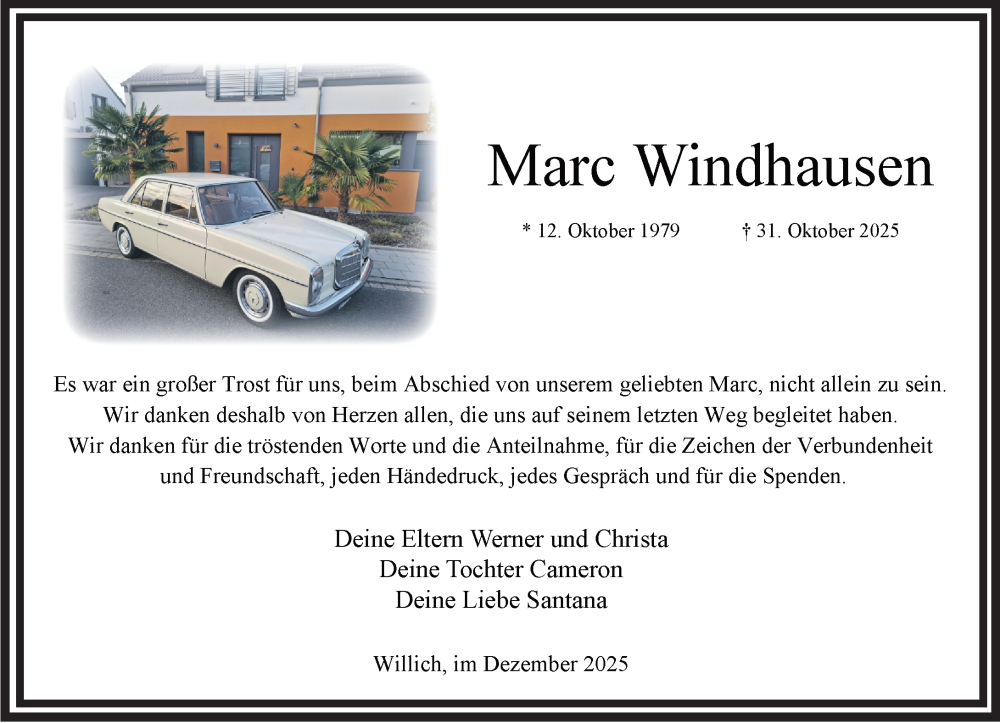  Traueranzeige für Marc Windhausen vom 06.12.2025 aus Rheinische Post