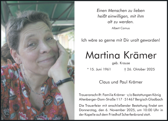Traueranzeige von Martina Krämer von Rheinische Post