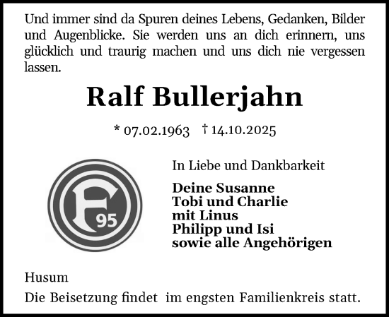 Traueranzeige von Ralf Bullerjahn von Rheinische Post