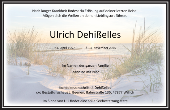 Traueranzeige von Ulrich Dehißelles von Rheinische Post