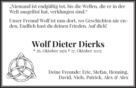 Traueranzeige von Wolf Dieter Dierks von Rheinische Post