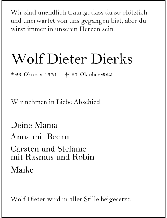 Traueranzeige von Wolf Dieter Dierks von Rheinische Post