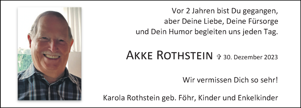  Traueranzeige für Akke Rothstein vom 27.12.2025 aus Rheinische Post