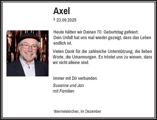 Traueranzeige von Axel Heumann von Rheinische Post