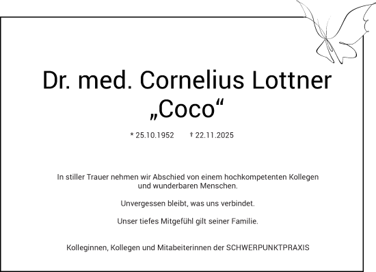 Traueranzeige von Cornelius Lottner von Rheinische Post