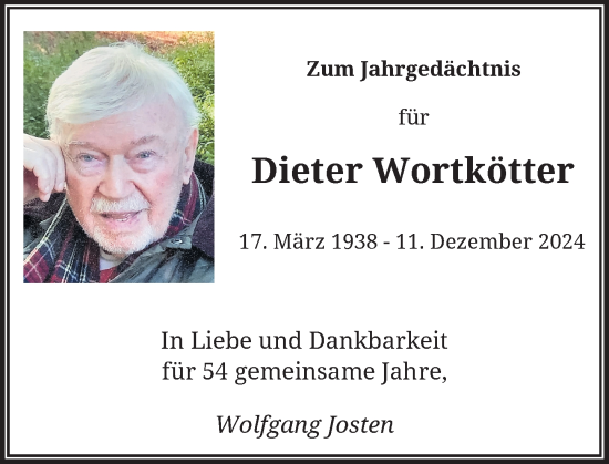 Traueranzeige von Dieter Wortkötter von Rheinische Post