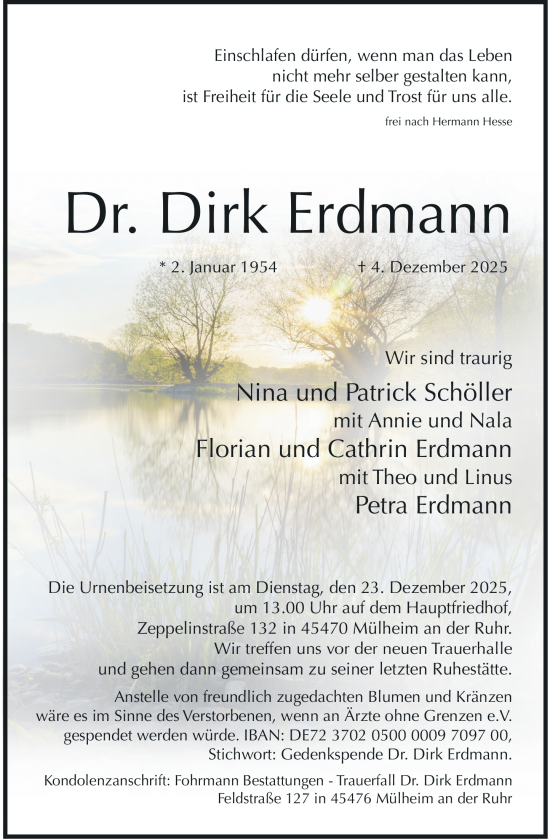 Traueranzeige von Dirk Erdmann von Rheinische Post