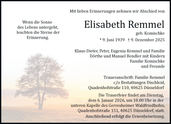 Traueranzeige von Elisabeth Remmel von Rheinische Post