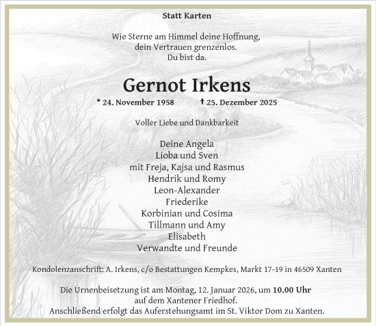 Traueranzeige von Gernot Irkens von Rheinische Post