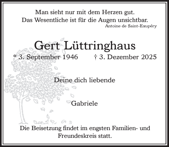 Traueranzeige von Gert Lüttringhaus von Rheinische Post