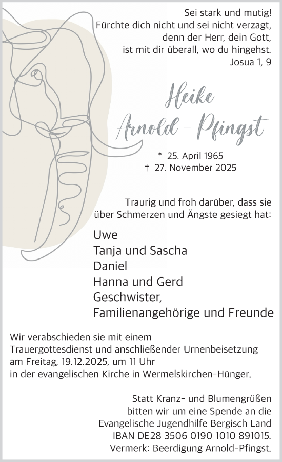 Traueranzeige von Heike Arnold-Pfingst von Rheinische Post