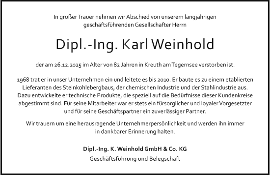 Traueranzeige von Karl Weinhold von Rheinische Post