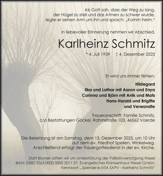 Traueranzeige von Karlheinz Schmitz von Rheinische Post