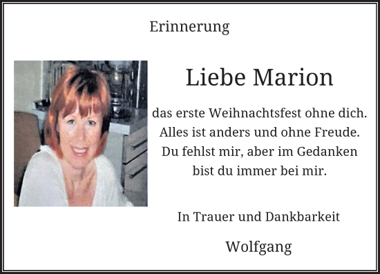 Traueranzeige von Marion  von Rheinische Post