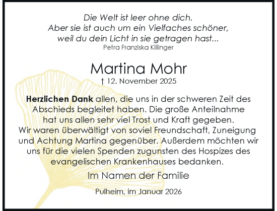Traueranzeige von Martina Mohr von Rheinische Post