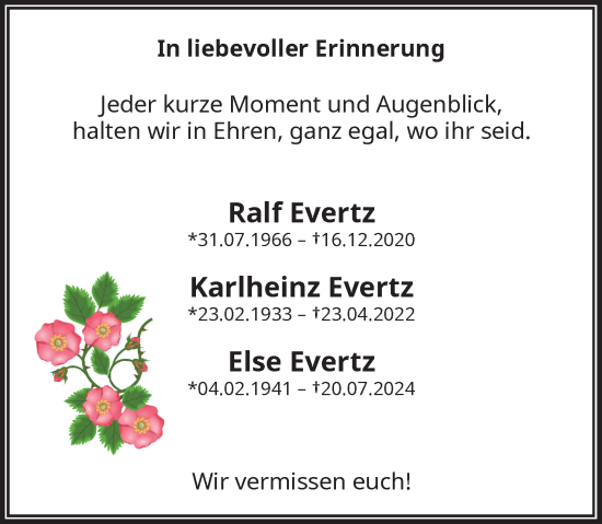 Traueranzeige von Ralf Evertz von Rheinische Post