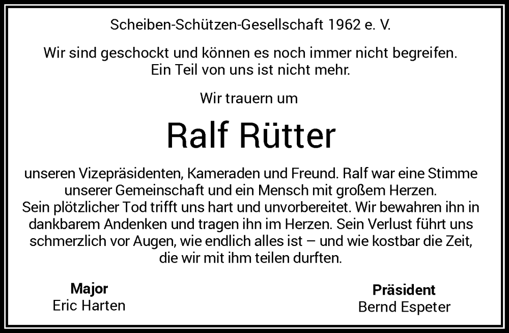 Traueranzeige für Ralf Rütter vom 13.12.2025 aus Rheinische Post