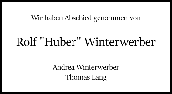 Traueranzeige von Rolf Winterwerber von Rheinische Post