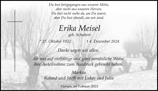 Traueranzeige von Erika Meisel von Rheinische Post